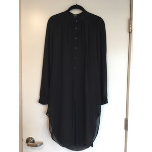 Aritzia black silk tunic dress midi length xxs